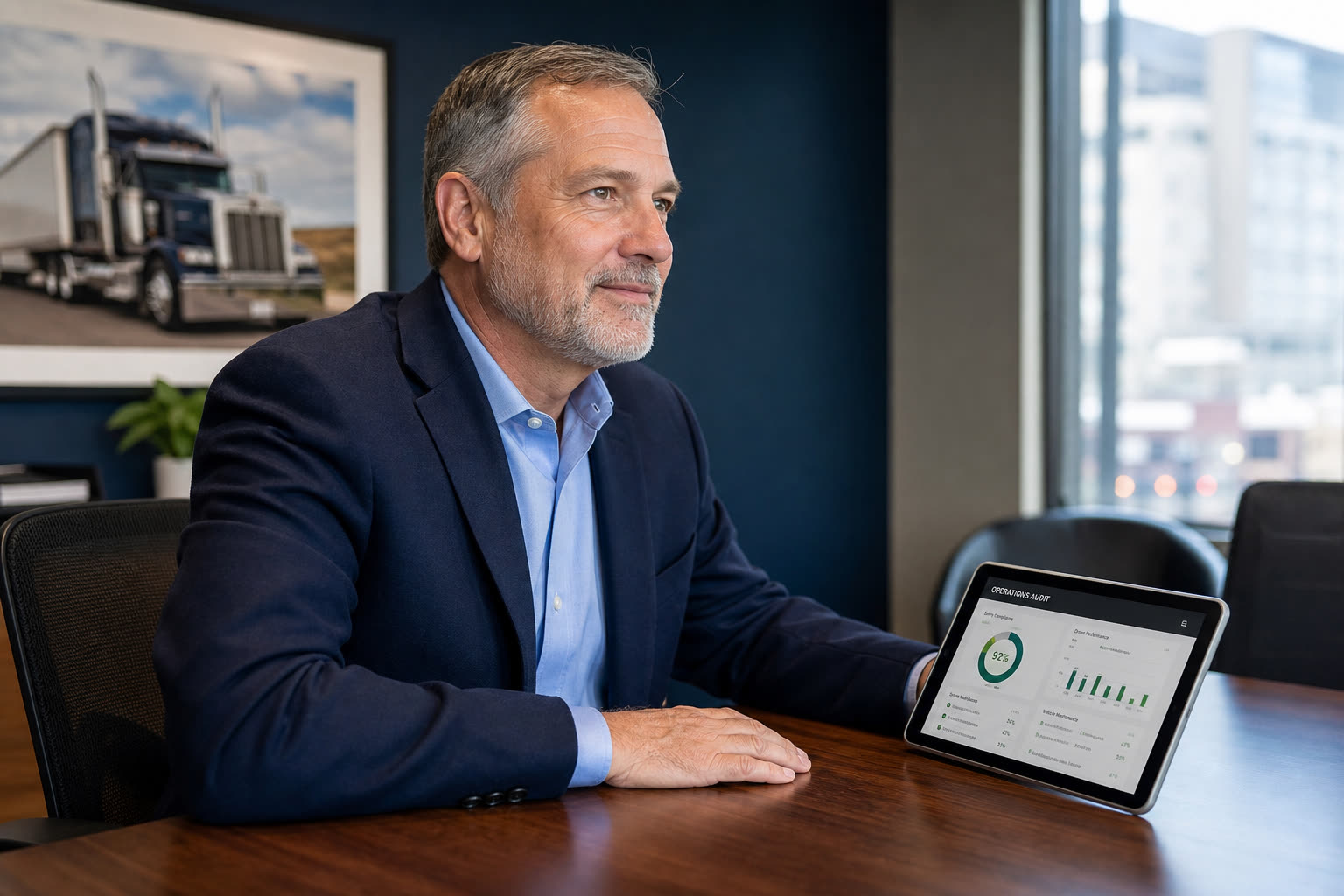Founder reviewing operational findings: the moment the audit's value clicks.