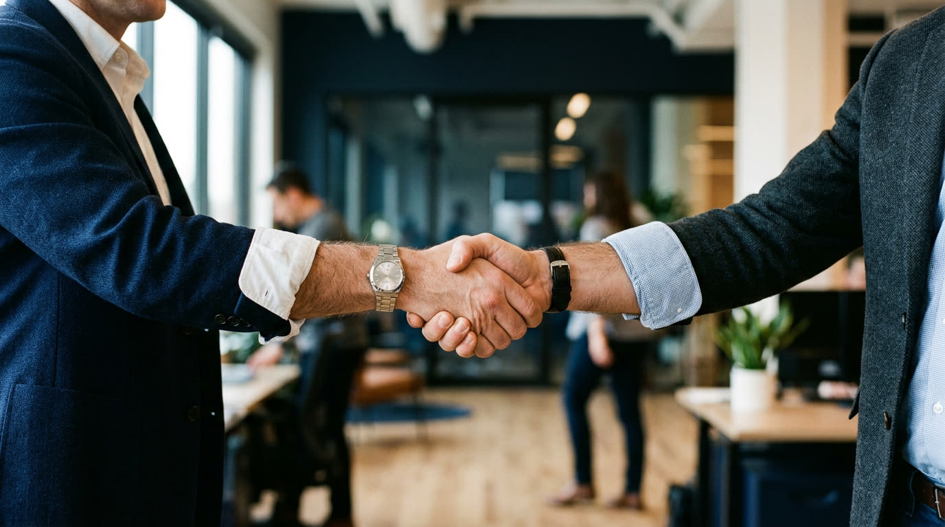 A handshake closing an engagement: the kind of partnership we're built for.